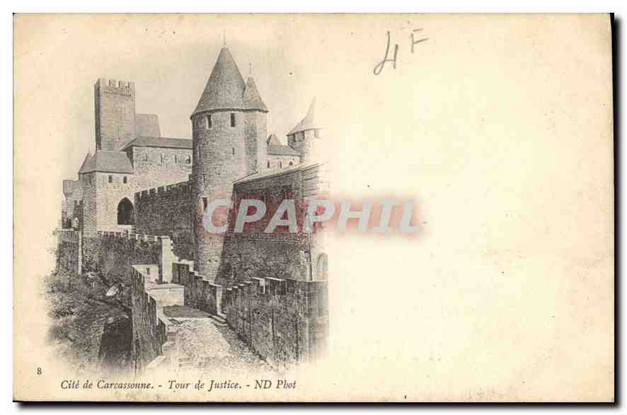 CPA Cite de Carcassonne Tour de Justice 