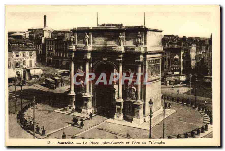 CPA Marseille la Place Jules Guesde et l'Arc de Triomphe 