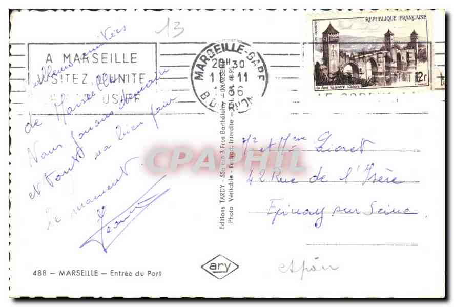 CPA Marseille Entree du Port  — Verso