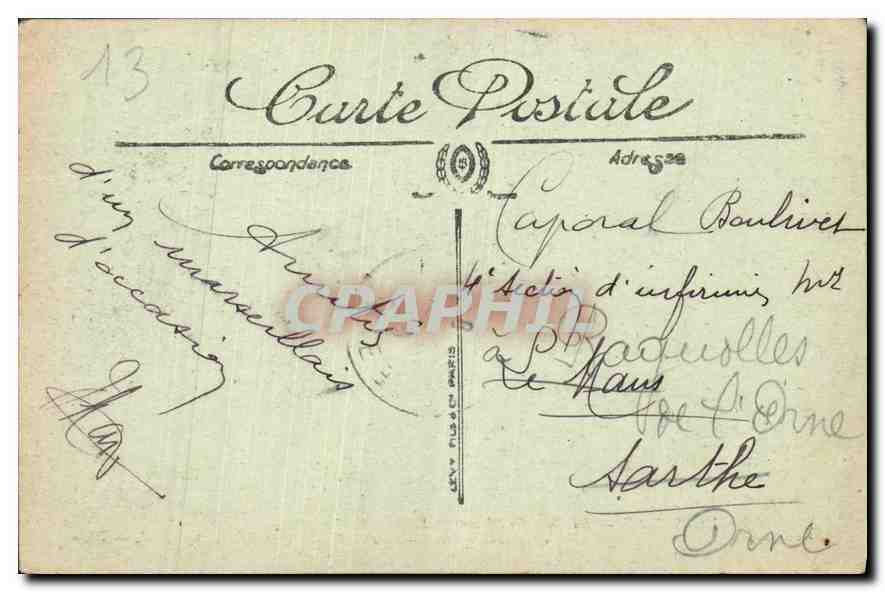 CPA Marseille la Place Castellane Fontaine Cantini Baille Boulevard  — Verso