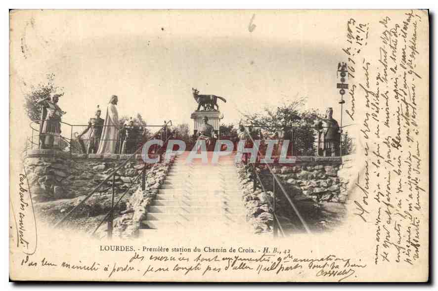 Lourdes - Première station du Chemin de Croix - H. B., 43