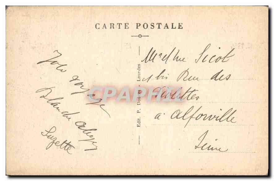 CPA Lourdes la BAsilique et le Monument Interallie vus du Chateau Fort  — Verso