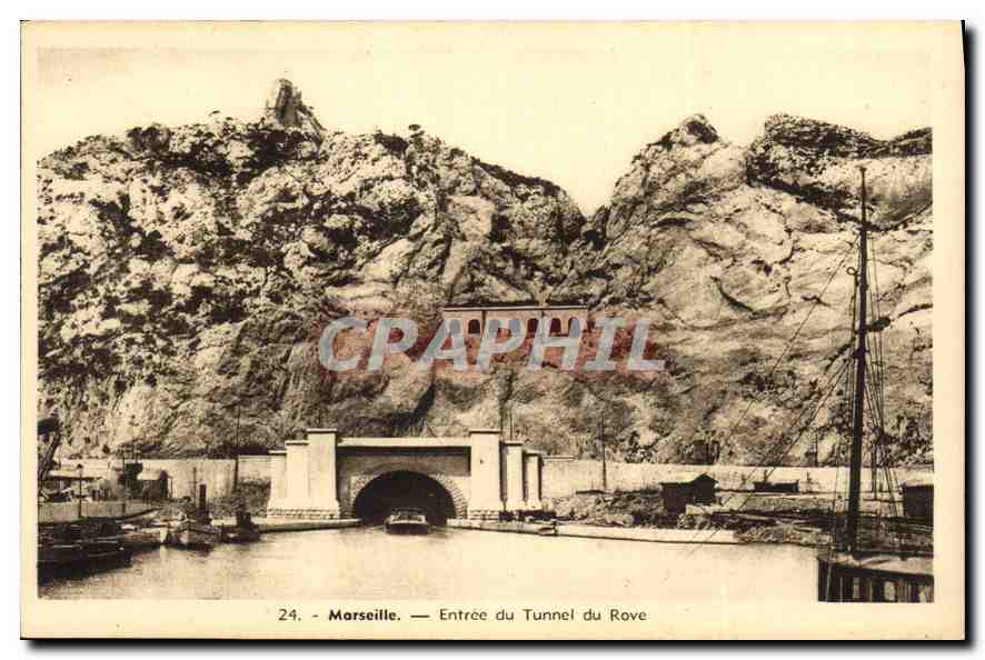CPA Marseille Entree du Tunnel du Rove 