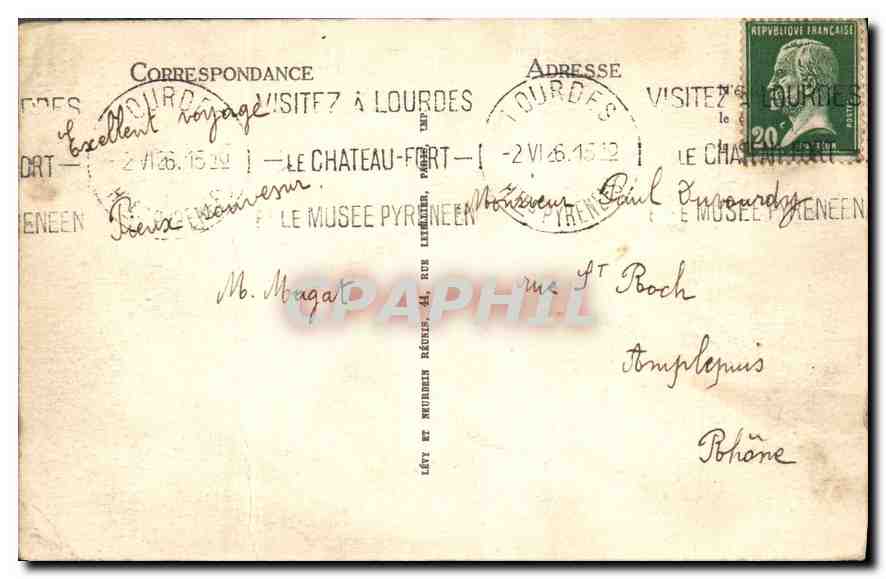 CPA Lourdes vue plongeante  — Rückseite