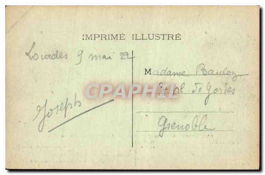 CPA Les Pyrenees Lourdes la grotte d'apres une photographie originale de 1858  — Verso
