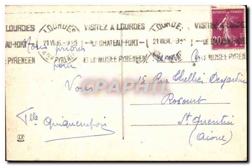 CPA Les Hautes Pyrenees Lourdes la Vierge couronnee l'esplanade et la Basilique  — Verso