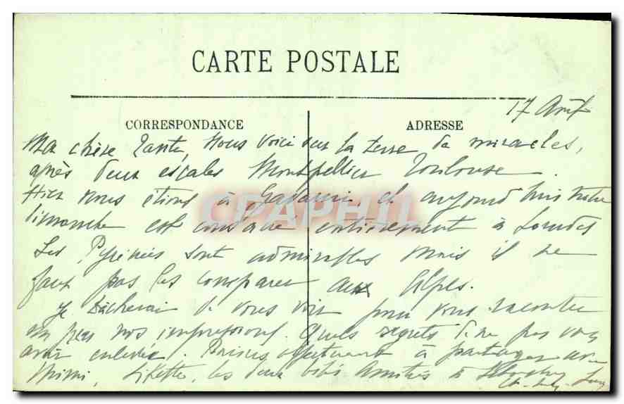 CPA Lourdes La Basilique et le Gave  — Verso