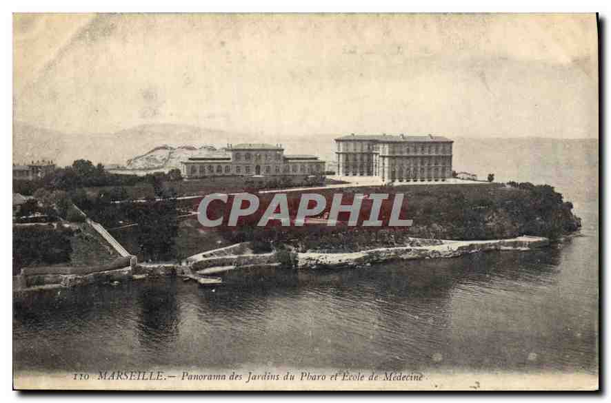 CPA Marseille Panorama des Jardins du Pharo et Ecole de Medecine 