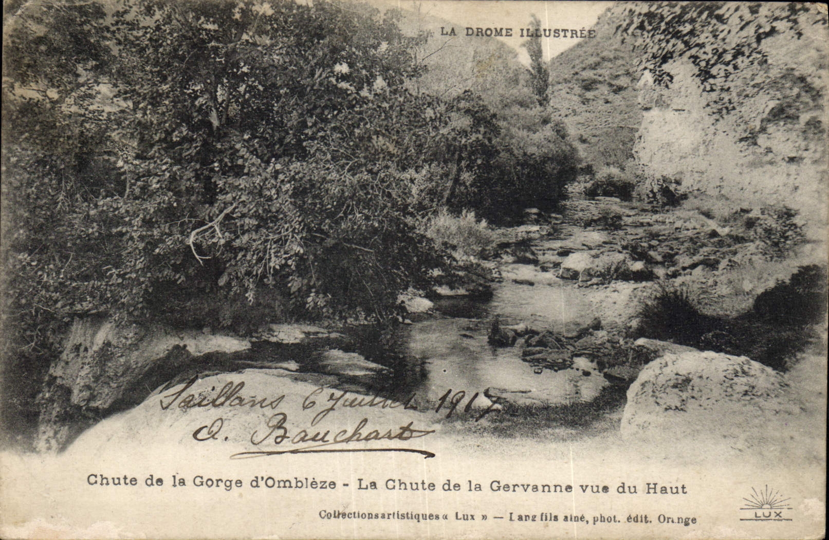 Chute de la Gorge d'Omblezé — La Chute de la Gervanne vue du Haut — La Drome Illustrée, édit. Lux, Orange