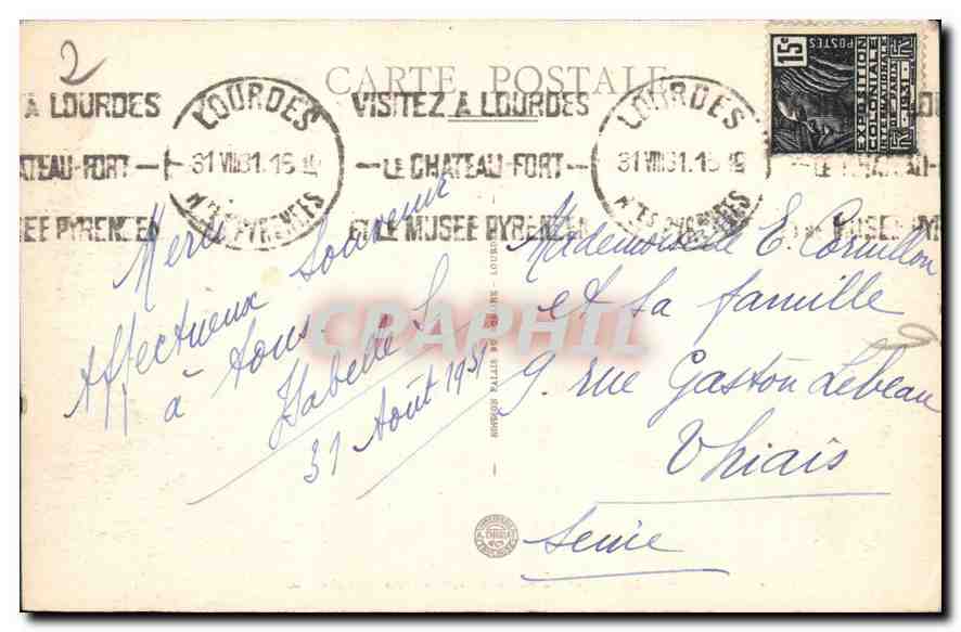 CPA Lourdes Vallee d'Argeles prise du Pic du Jer  — Verso