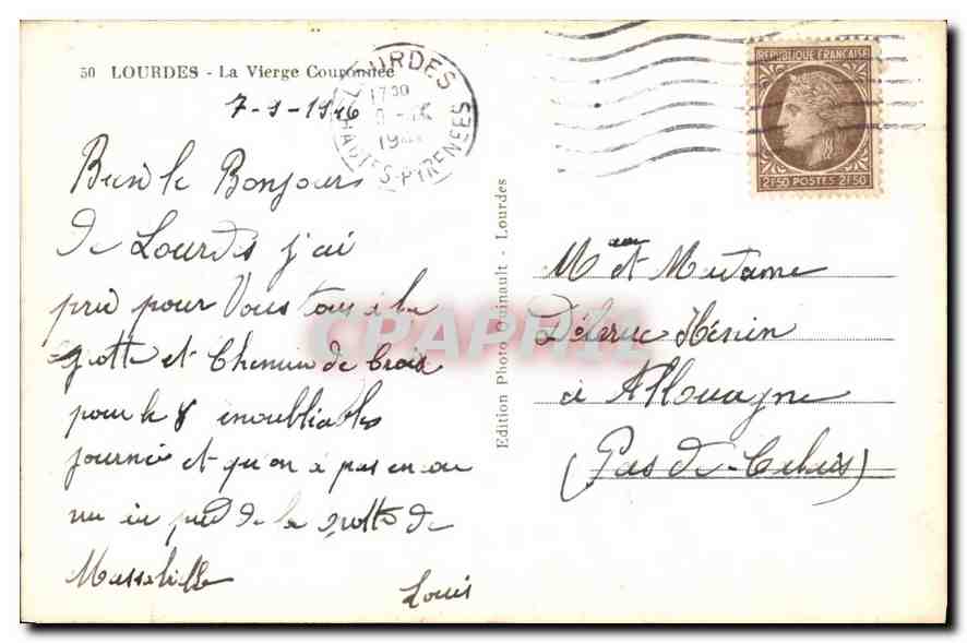 CPA Lourdes la Vierge Couronnee  — Verso