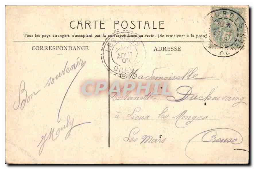 CPA Lourdes le Fort et le Pont du Gave  — Verso