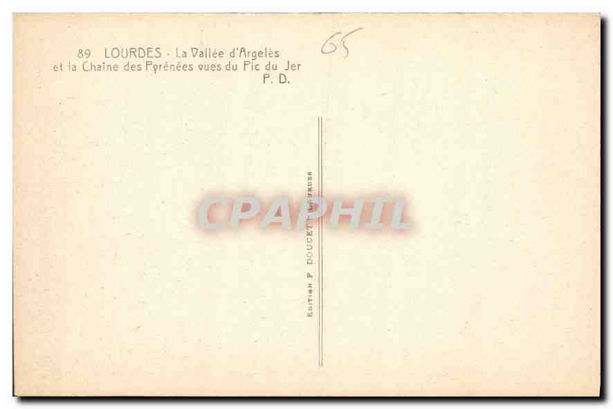 CPA Lourdes la valle d'Argeles et la Chaine des Pyrenees vues du Pic du Jer  — Verso