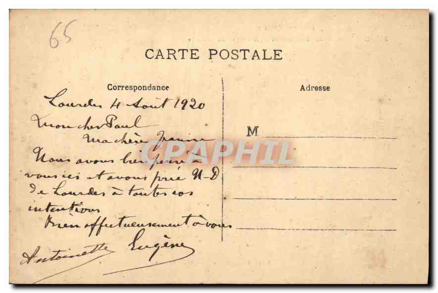 CPA Les Pyrenees lourdes la Basilique et la Montagne du Calvaire  — Verso