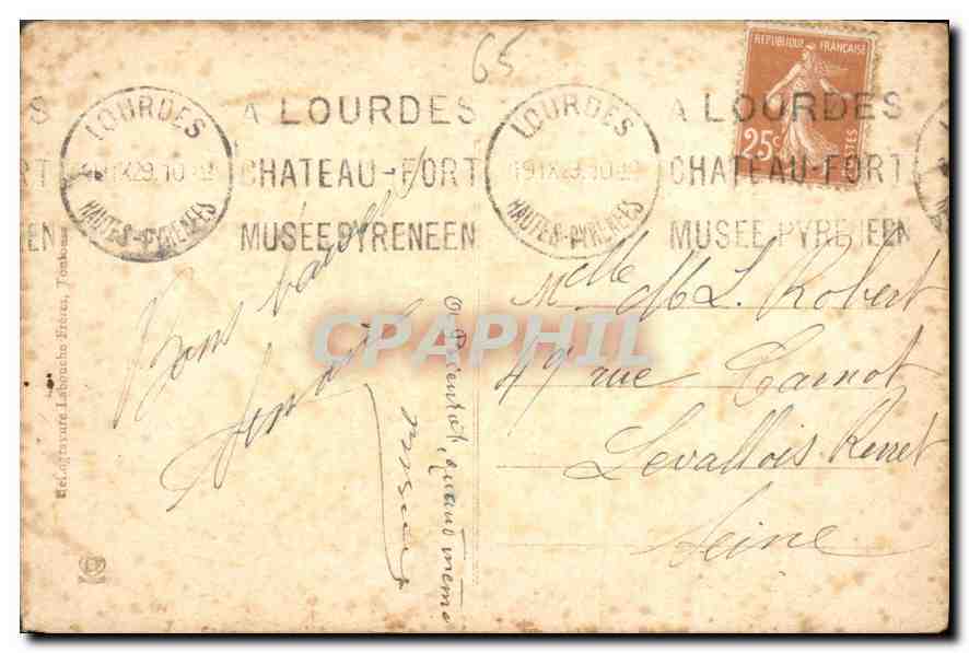 CPA Lourdes l'Apparition  — Verso
