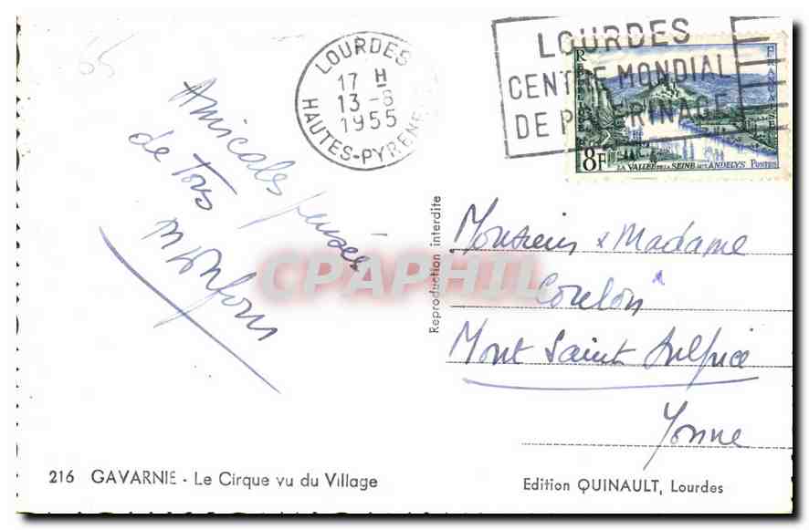 CPA Gavarnie Le Cirque vu du Village  — Verso