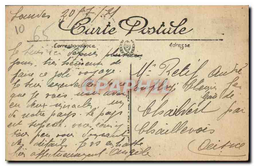 CPA Lourdes La Basilique  — Verso