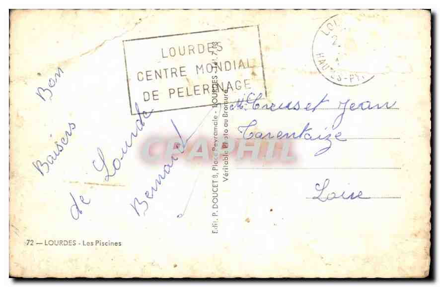 CPA Lourdes les Piscines  — Verso