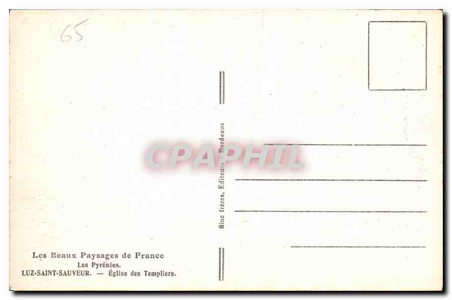 CPA Les Beaux Paysages de France Les Pyrenees Luz Saint Sauveur Eglise des Templiers  — Verso