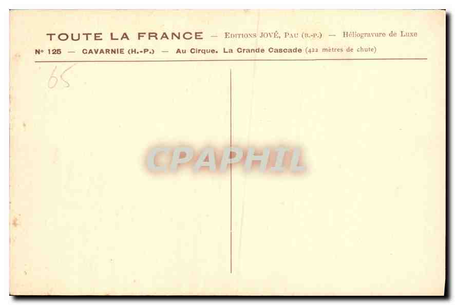 CPA Gavarnie H P au Cirque la Grande Cascade  — Verso