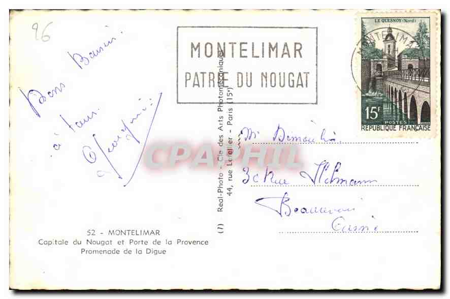 Montelimar — Porte de la Digue — Montelimer Photomécanique — Reverso