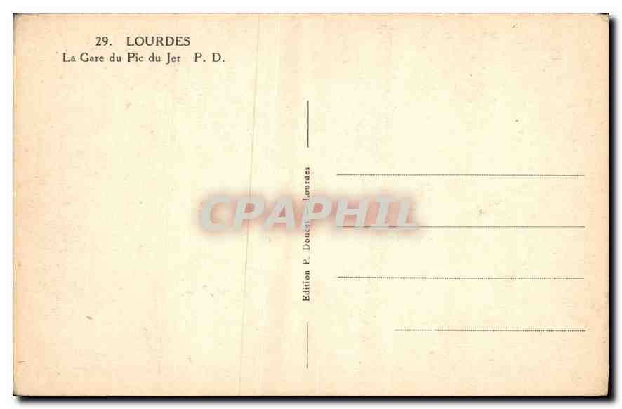 CPA Lourdes La Gare du Pic du Jer  — Verso