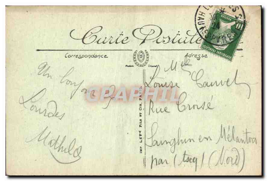CPA Lourdes le Chateau  — Verso