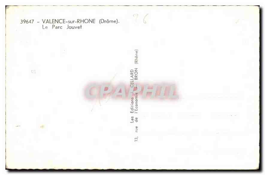 CPA Valence sur Rhone Drome le Parc Jouvet  — Rückseite