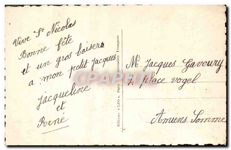 Femme lisant une lettre — décor de fleurs — Léo Paris 5744 — Verso