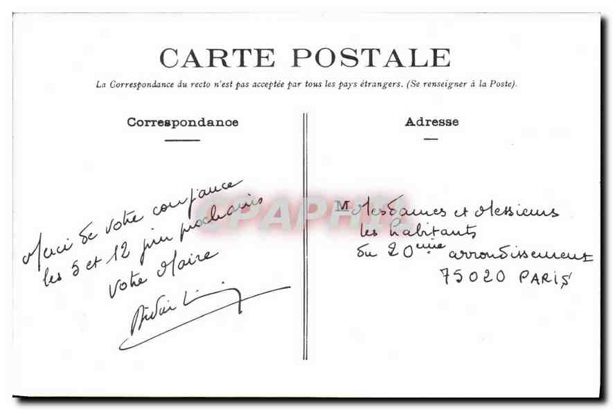 REPRO Paris Mairie du XX  — Rückseite