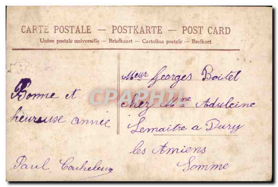 CPA Bonne Annee Homme Fleurs — Rückseite