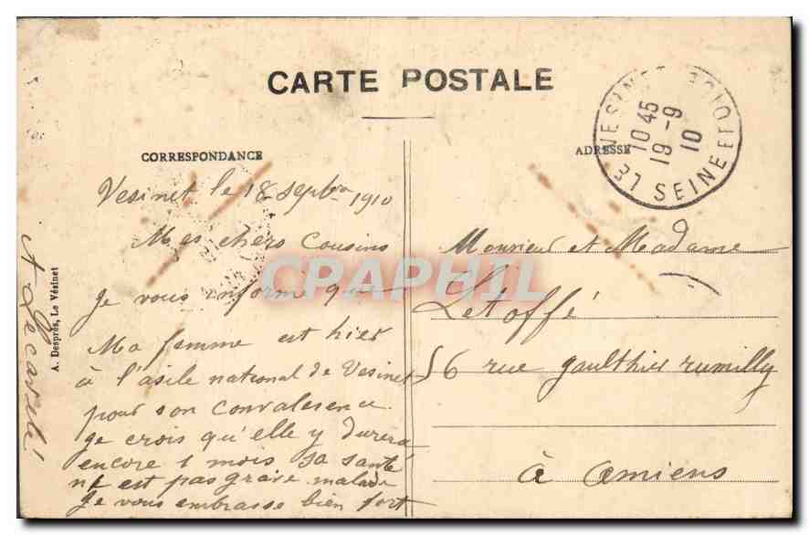 CPA Asile National du Vesinet Cour d'honneur  — Rückseite