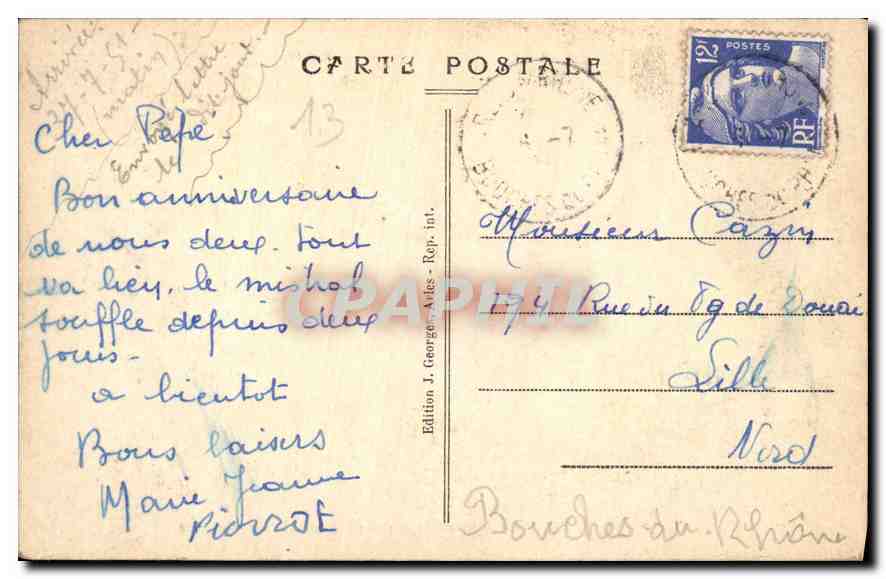 CPA Arles Les Alyscamps Tombeaux romains et Merovingiens  — Rückseite