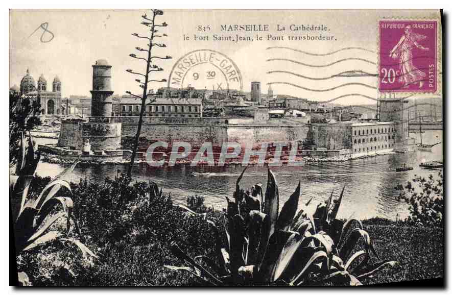 CPA Marseille la Cathedrale le Fort Saint Jean le Pont transbordeur 