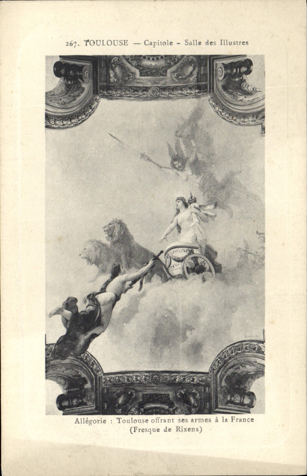 Toulouse — Capitole — Salle des Illustres — Allégorie : Toulouse offrant ses armes à la France (Fresque de Rixens)
