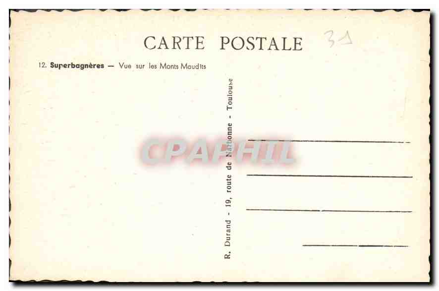 CPA Superbagneres Vue sur les Monts Maudits  — Rückseite