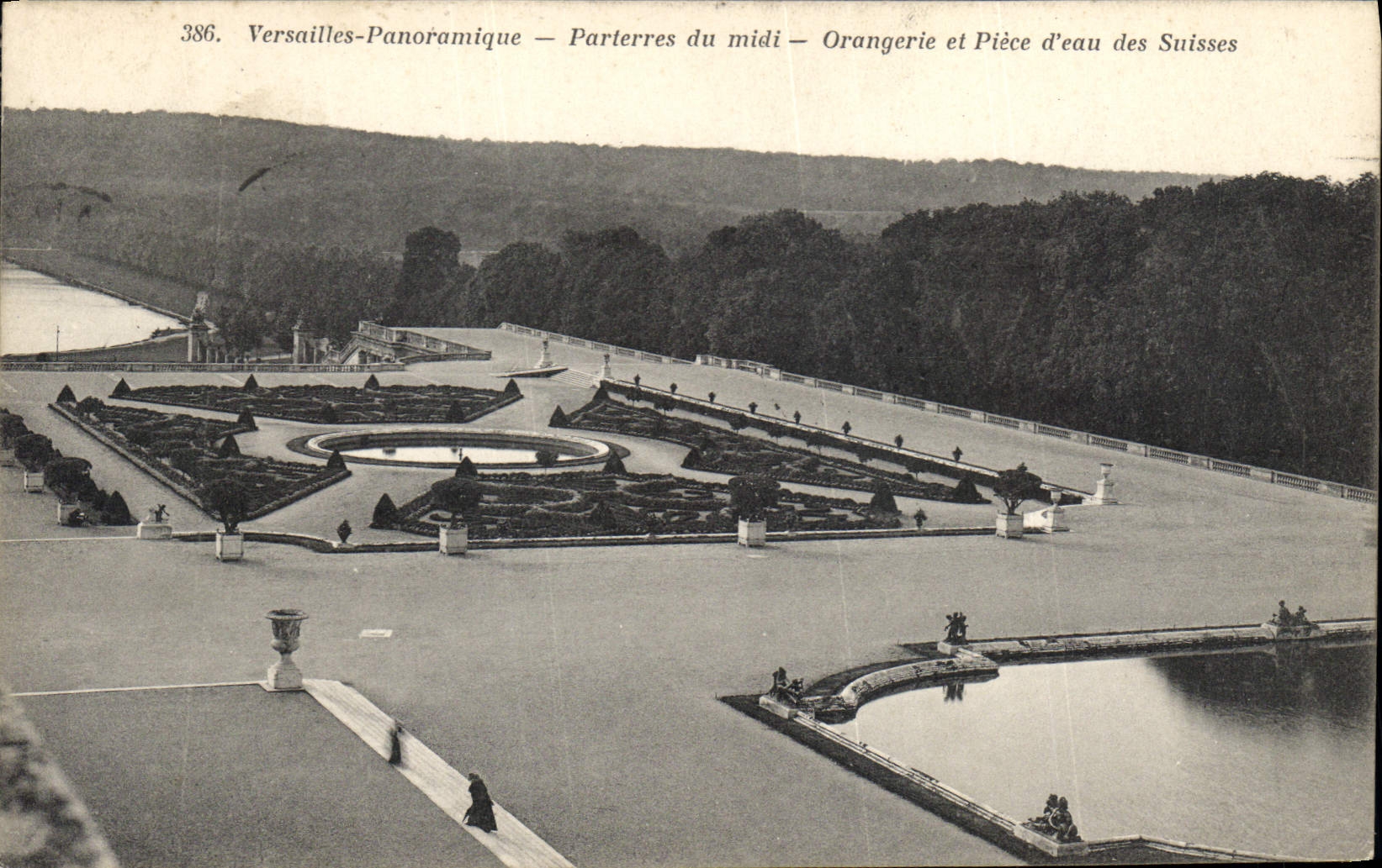 CPA Versailles Panoramique Parterres du Midi Orangerie et Piece d'eau des Suisses 