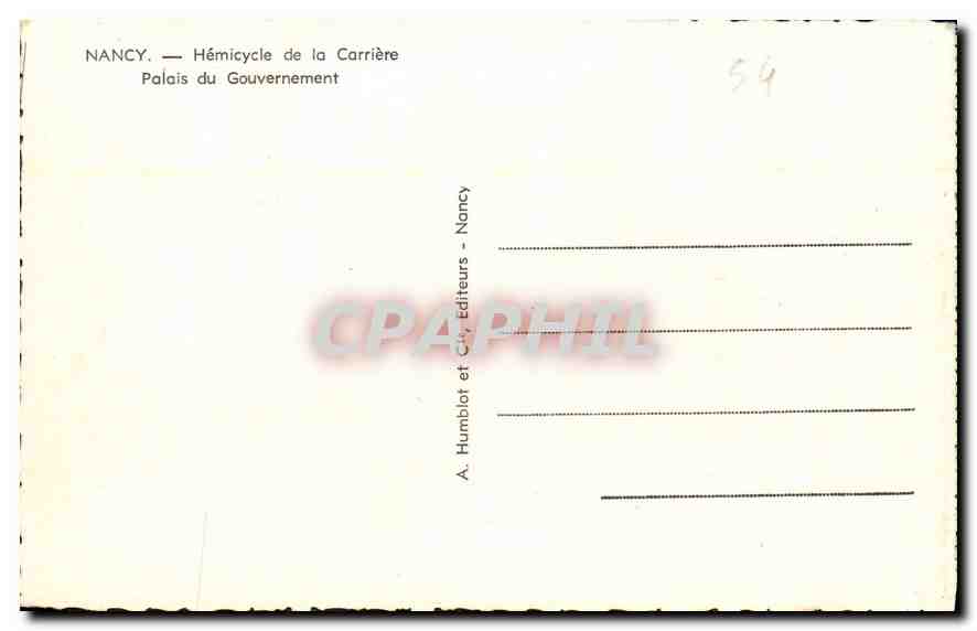 Nancy — Hémicycle de la Carrière — Palais du Gouvernement — Rückseite