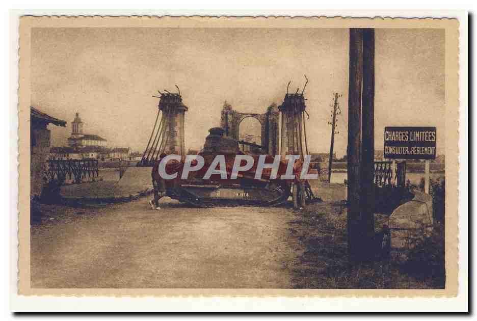 SAiNT MAtHURiN ruines du pont suspendu detruit par le genie francais le 18 juin 1940 Tank hors combat Animation CPA