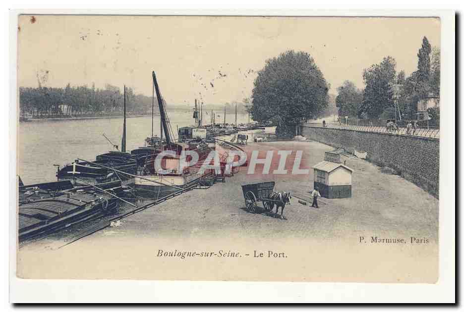 BOULOGNE sur Seine le Port Animation CPA