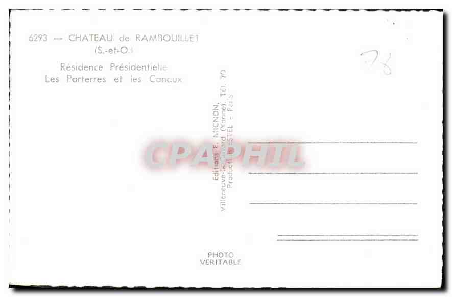 Château de Rambouillet — Les Parterres et les Cancaux — Éditions E. Mignon, n°6293 — Reverso