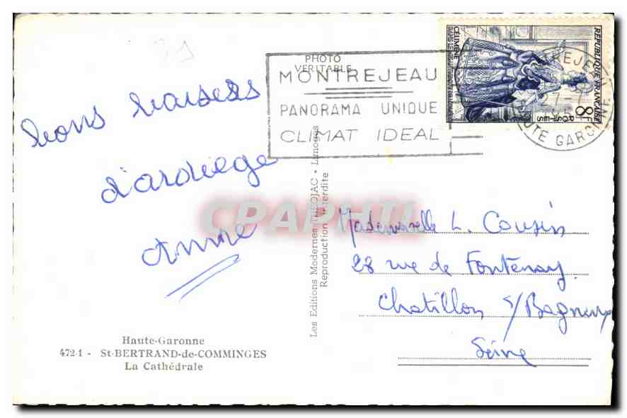 CPA St Bertnard de Comminges La Cathedrale  — Verso