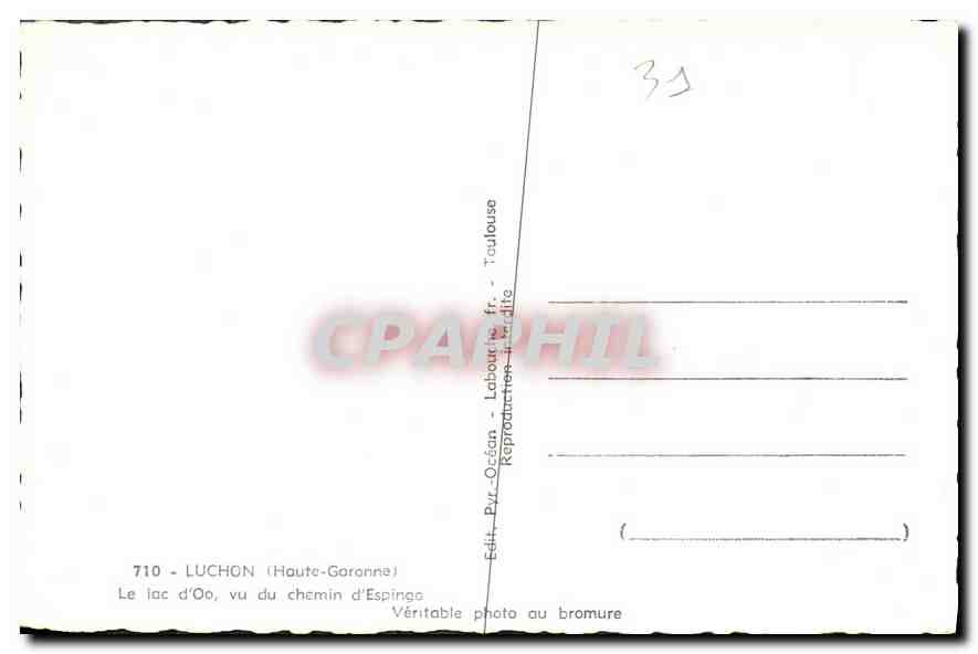 CPA Luchon Haute Garonne Le Lac d'Oo vu du chemin d'Espingo  — Rückseite