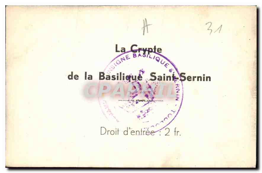CPA La Crypte de la Basilique Saint Sernin  — Verso