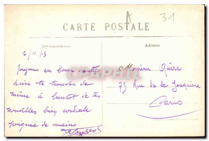 CPA Toulouse Hotel de Bernuy Le Lycee  — Verso