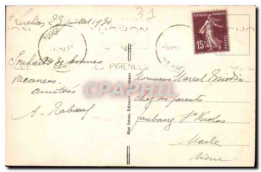 CPA Luchon Vue plogeante et Vallee de Luchon prise du Mail Soulan  — Rückseite