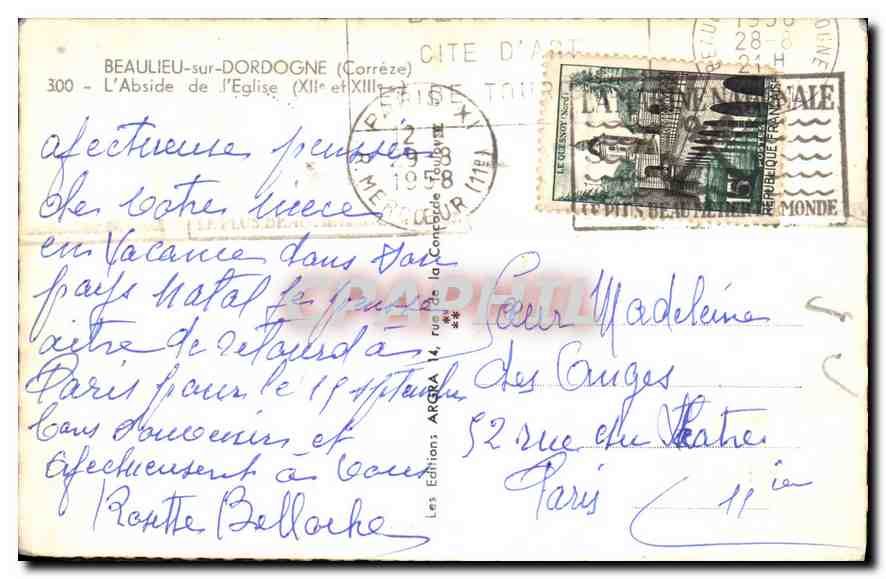 CPA L'Abside de L'Eglise Beaulieu sur Dordodgne — Rückseite