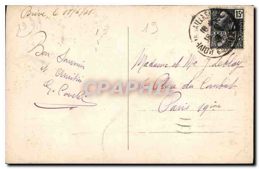 Le SAILLANT — Les Rochers et la Vézère — Phototypie Bessot et Cie — Verso