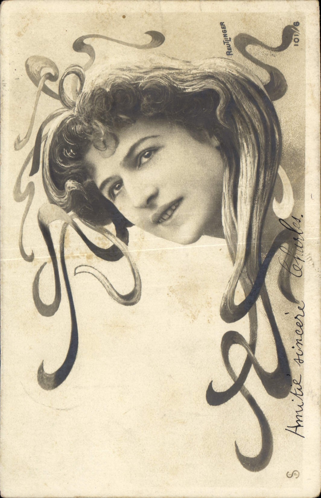 Portrait de femme — style Art Nouveau — Redünger, n° 101/6