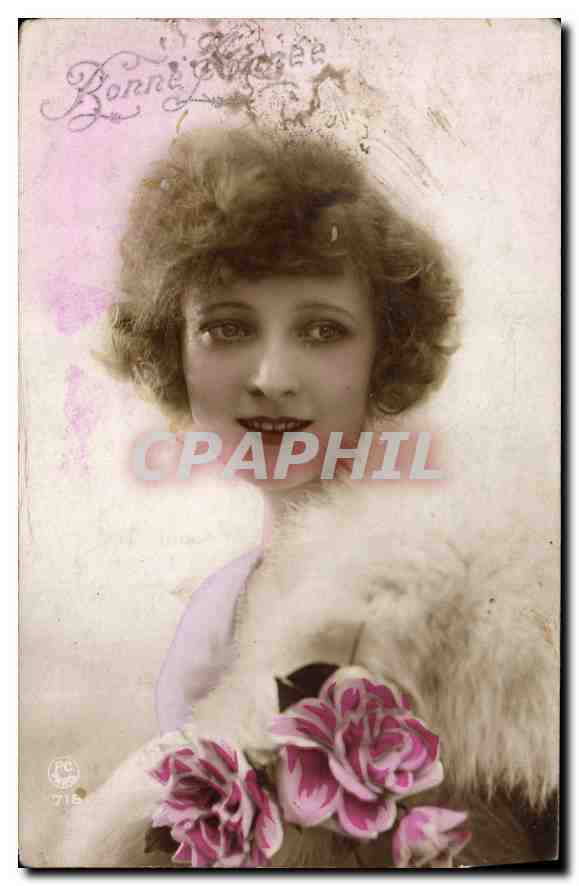 CPA Bonne Annee Femme